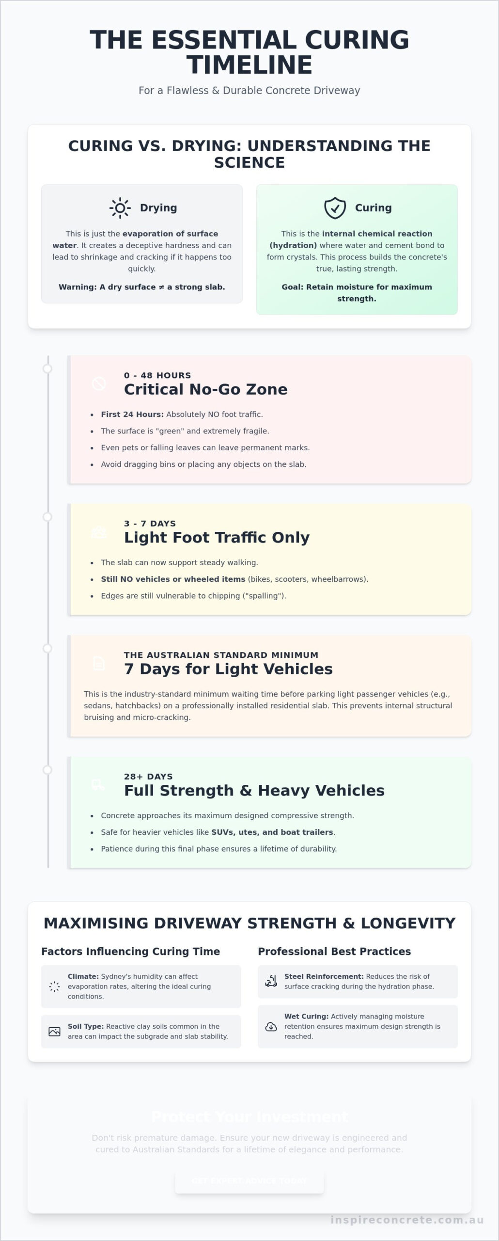 Concrete Curing Time Before Driving on It: The 2026 Australia Guide