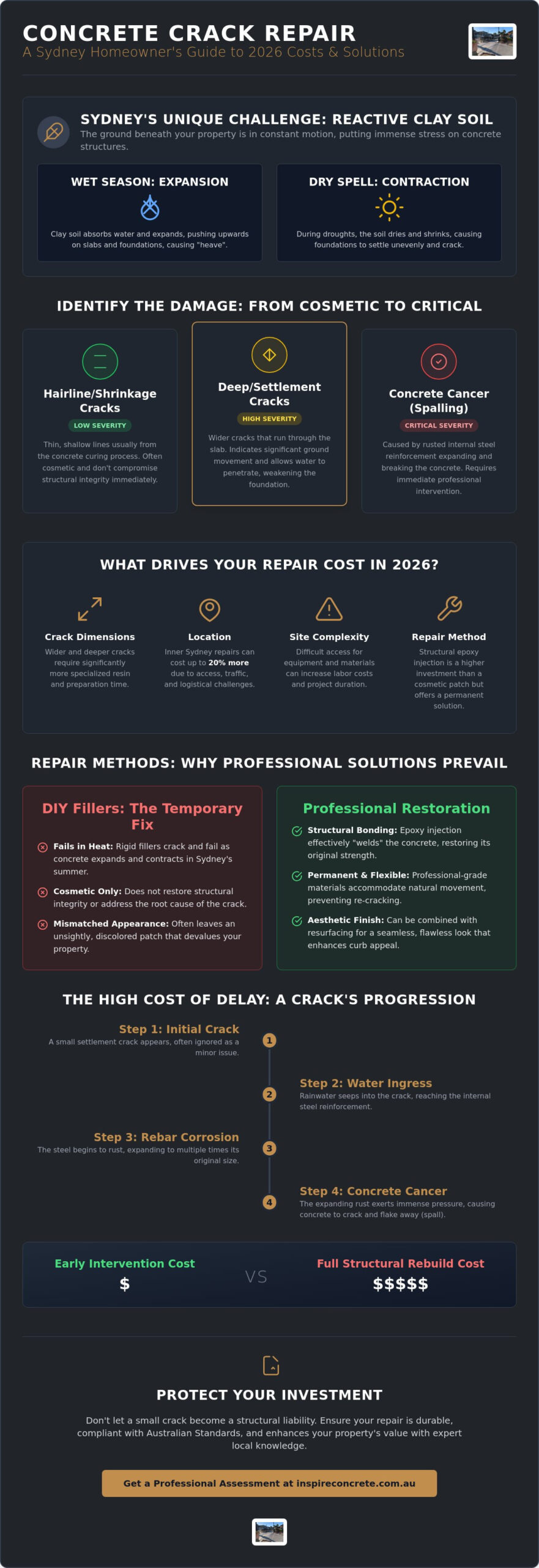 Concrete Cracking Repair Cost Sydney: 2026 Price & Value Guide
