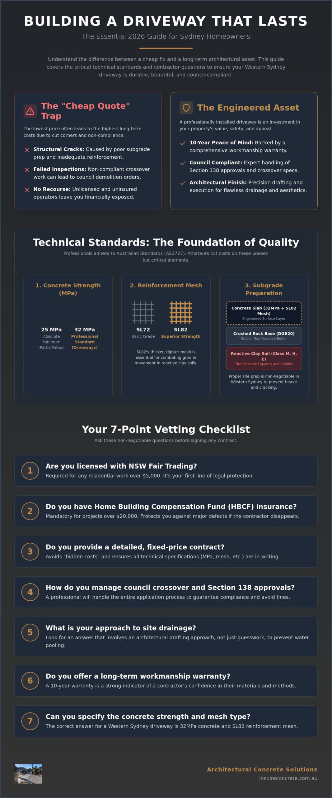 Hiring Concrete Driveway Contractors in Sydney: The 2026 Homeowner’s Checklist
